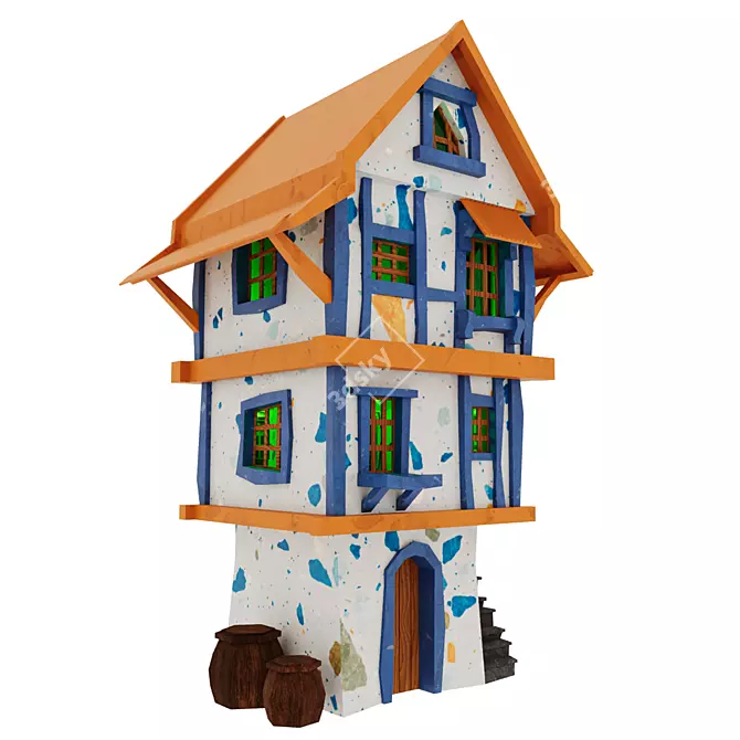 Fantasy House Model Lowpoly 3D 3D model image 2