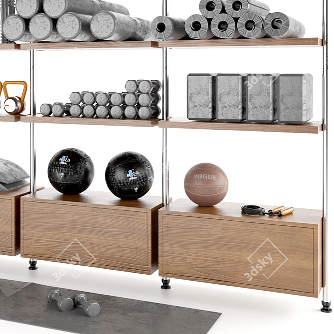 Modern Home Gym Decor Set 3D model image 4