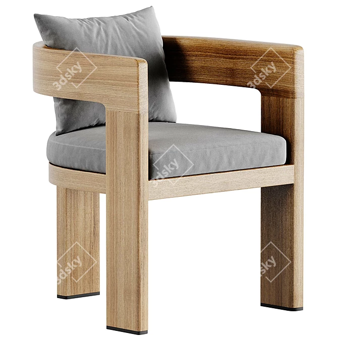 Sleek Teak Dining Chair 2015 3D model image 4