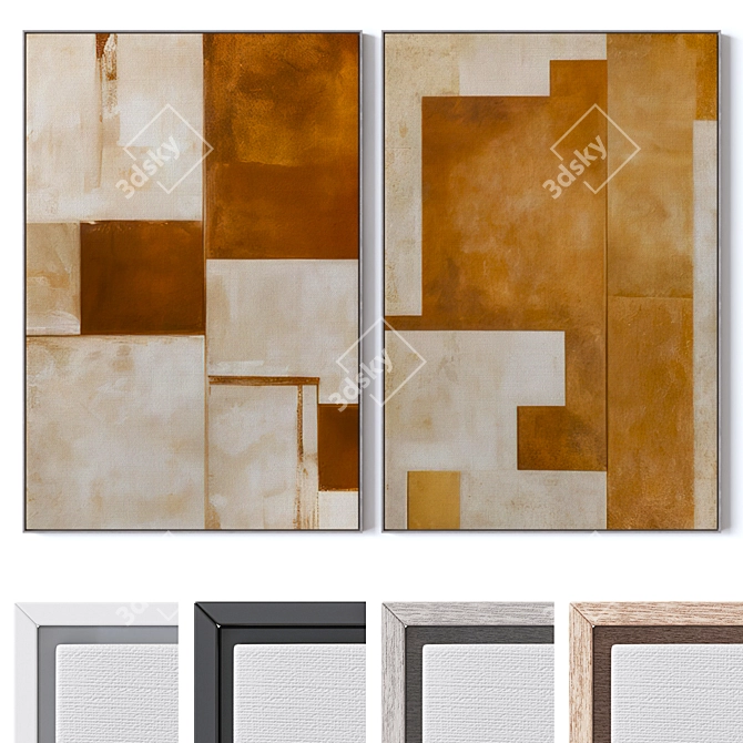 Large Framed Wall Art Textures 3D model image 1