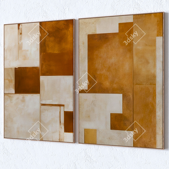 Large Framed Wall Art Textures 3D model image 3