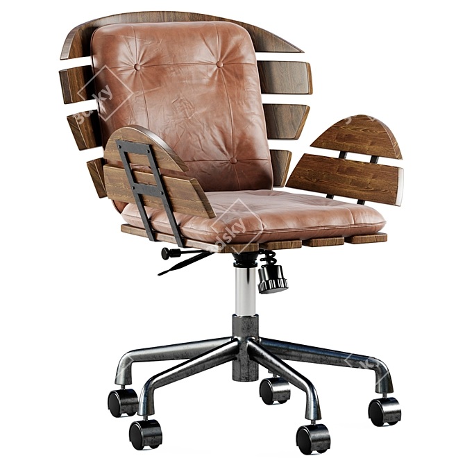 Modern Leather Swivel Office Chair 3D model image 1