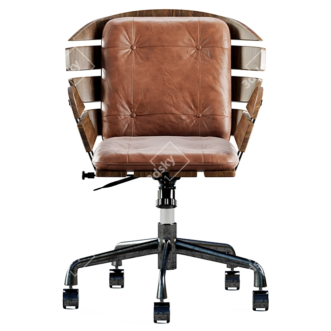 Modern Leather Swivel Office Chair 3D model image 2