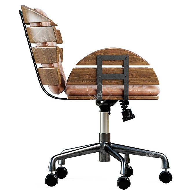 Modern Leather Swivel Office Chair 3D model image 3