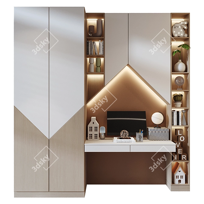 Modern Bookshelf Composition 2015 3D model image 1