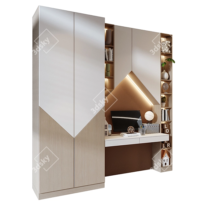 Modern Bookshelf Composition 2015 3D model image 2