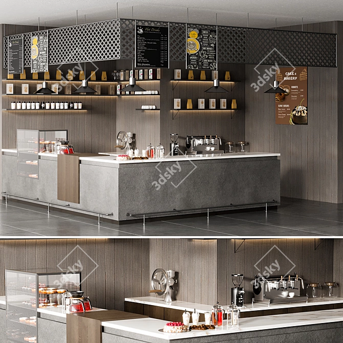 Crafted Cafe Bar Scene Kit 3D model image 1