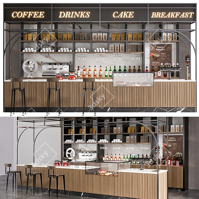 Cafe Bar Essentials Collection 3D model image 3