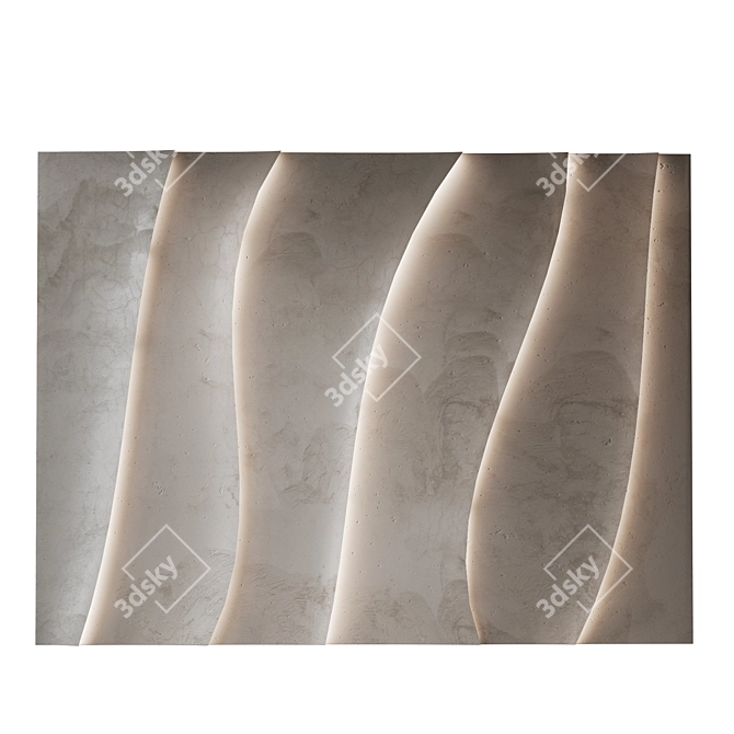 Abstract Relief Wall Panel 3600mm 3D model image 1