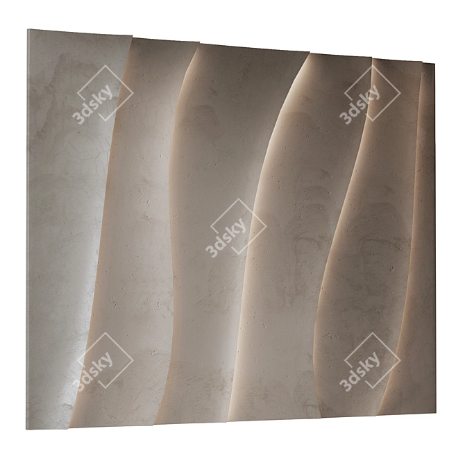 Abstract Relief Wall Panel 3600mm 3D model image 2