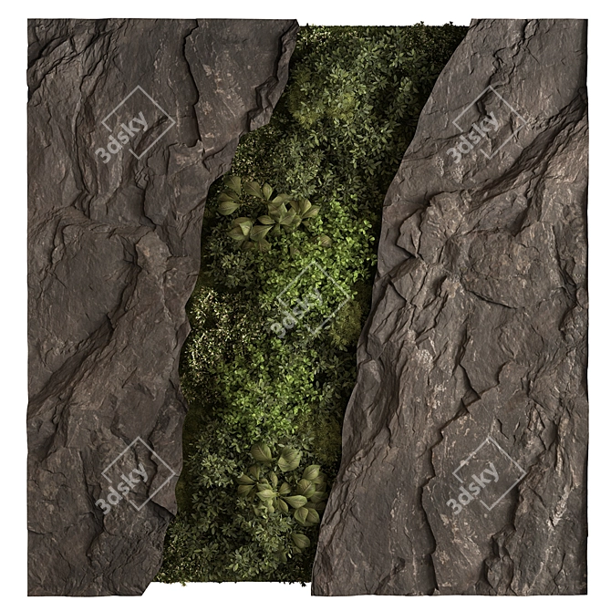 Displace Rock Wall Vertical Garden 3D model image 1