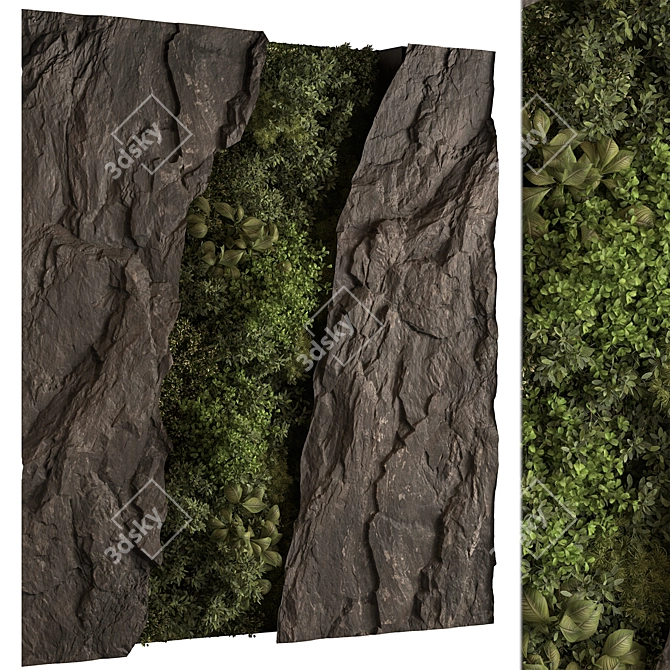 Displace Rock Wall Vertical Garden 3D model image 2