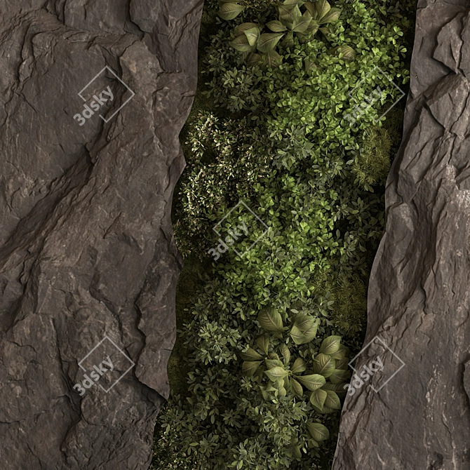 Displace Rock Wall Vertical Garden 3D model image 3