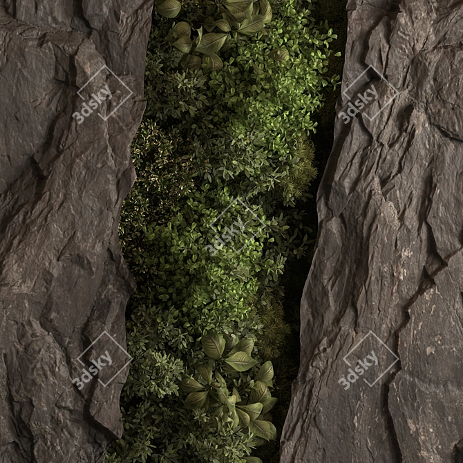 Displace Rock Wall Vertical Garden 3D model image 4