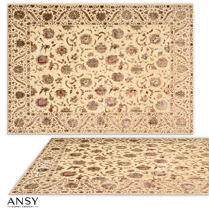 Tabrizi Classic Handwoven Rug 3D model image 1