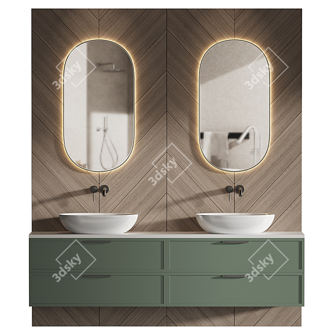 Contemporary Bathroom Vanity Set 3D model image 1