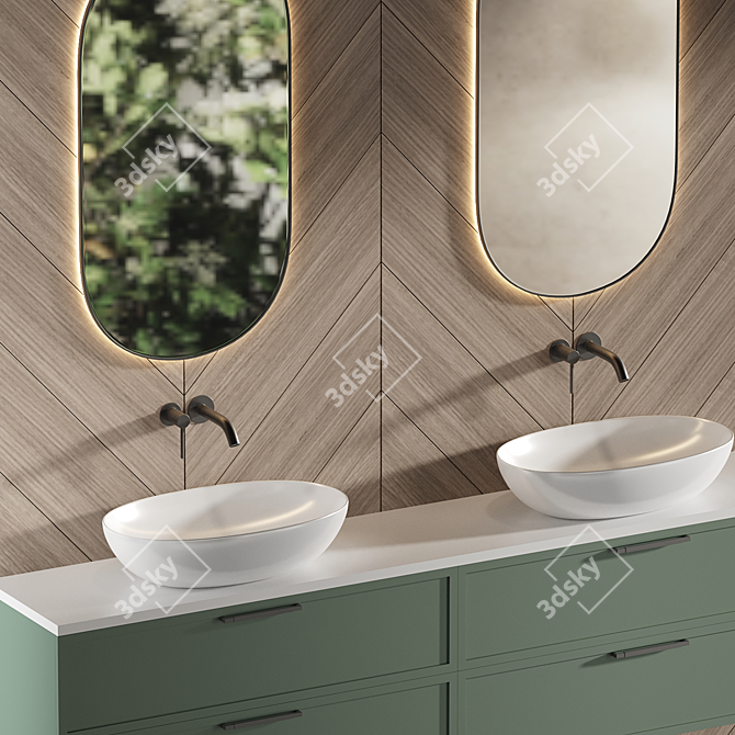 Contemporary Bathroom Vanity Set 3D model image 3