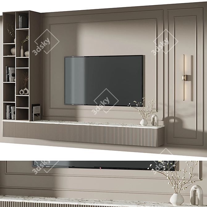 Contemporary TV Wall Decor Set 3D model image 1