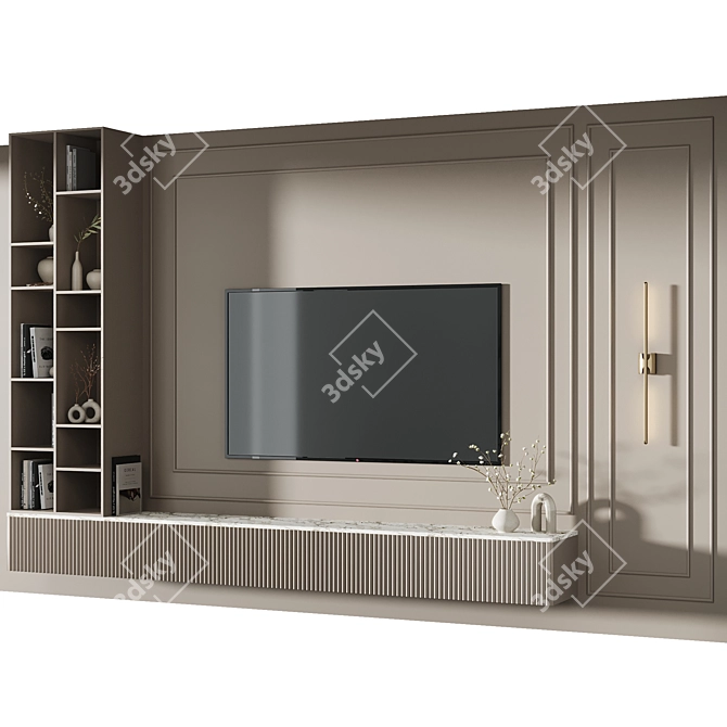 Contemporary TV Wall Decor Set 3D model image 2