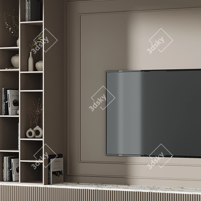 Contemporary TV Wall Decor Set 3D model image 3