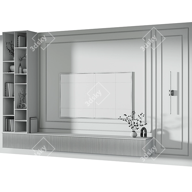 Contemporary TV Wall Decor Set 3D model image 4