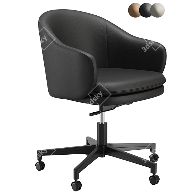 Modern Leather Swivel Office Chair 3D model image 1