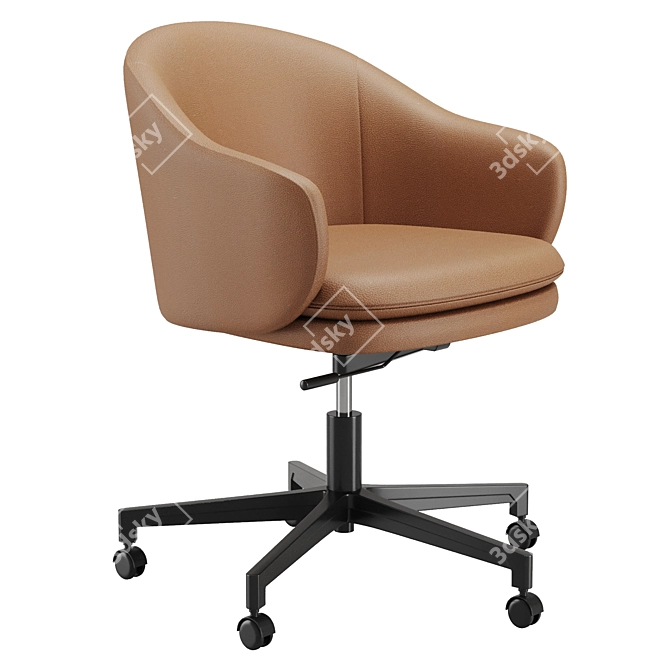 Modern Leather Swivel Office Chair 3D model image 4