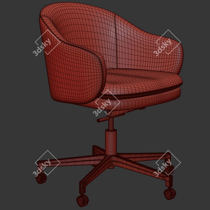 Modern Leather Swivel Office Chair 3D model image 6