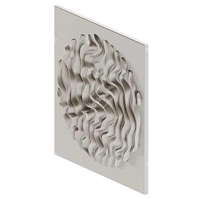 Wave-inspired Handcrafted Gypsum Panel 3D model image 2