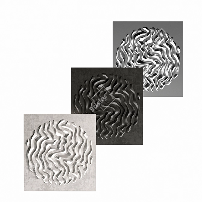 Wave-inspired Handcrafted Gypsum Panel 3D model image 6