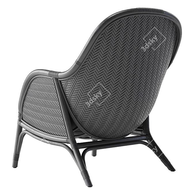 Elegant Rattan Lounge Chair 3D model image 5