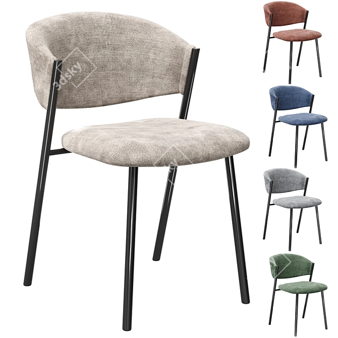 Rupert Chair in Customizable Colors 3D model image 4