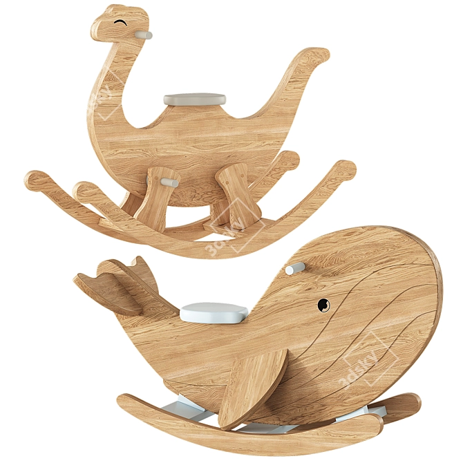 Wooden DIY Rocking Toy Set 3D model image 4