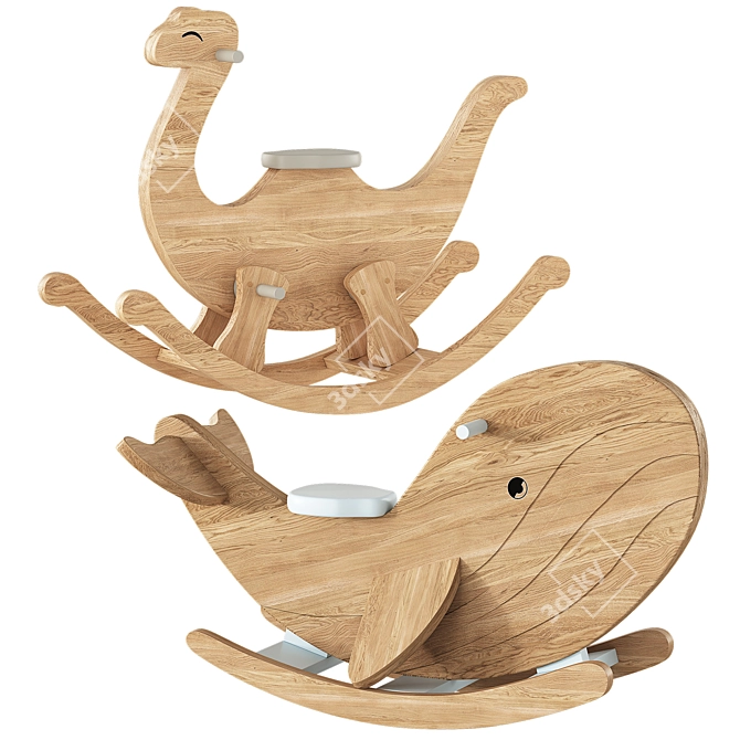 Wooden DIY Rocking Toy Set 3D model image 5