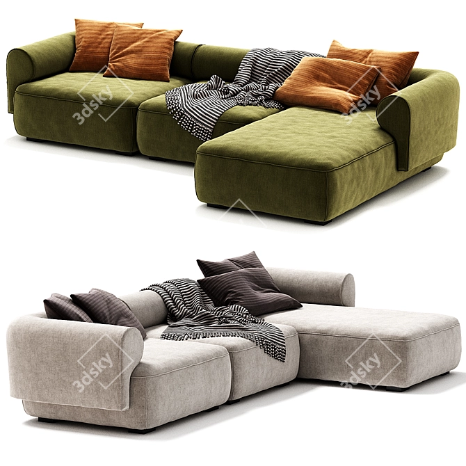 Natuzzi Melody Sofa: Stylish Elegance 3D model image 4