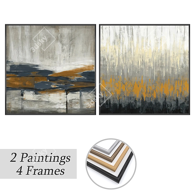 Art Set with Multiple Frames 3D model image 1