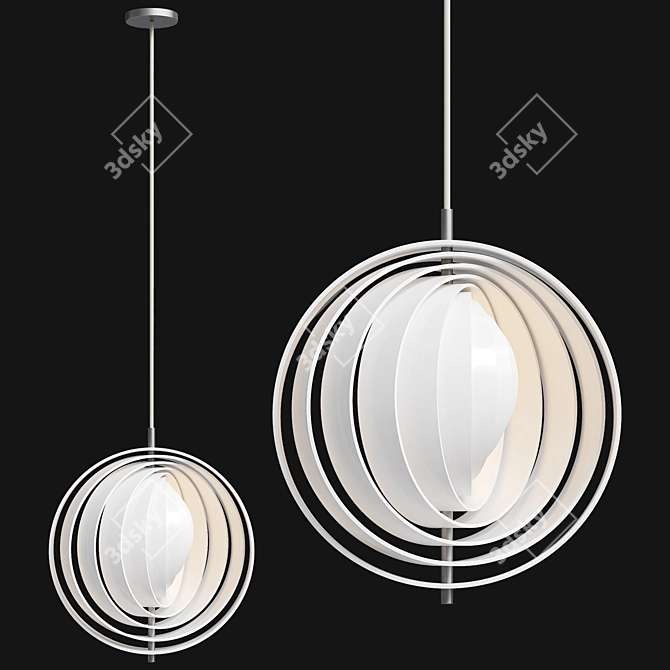 Nordic Designer LED Moon Chandelier 3D model image 4