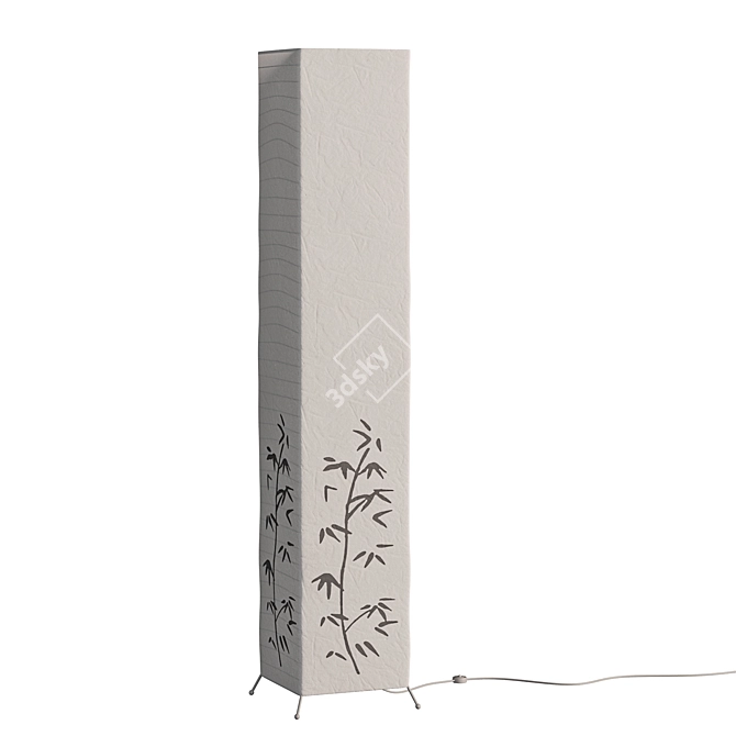 Bamboo Print White Paper Floor Lamp 3D model image 4