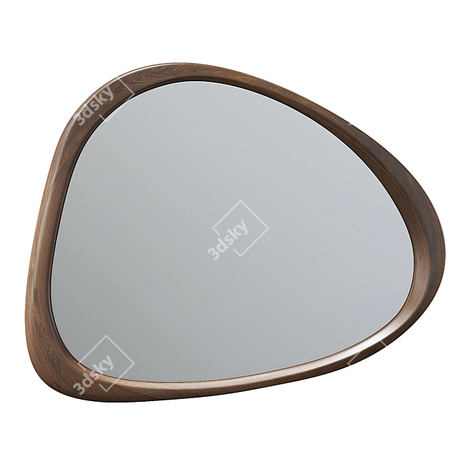 Modern Walnut Wood Accent Mirror 3D model image 1