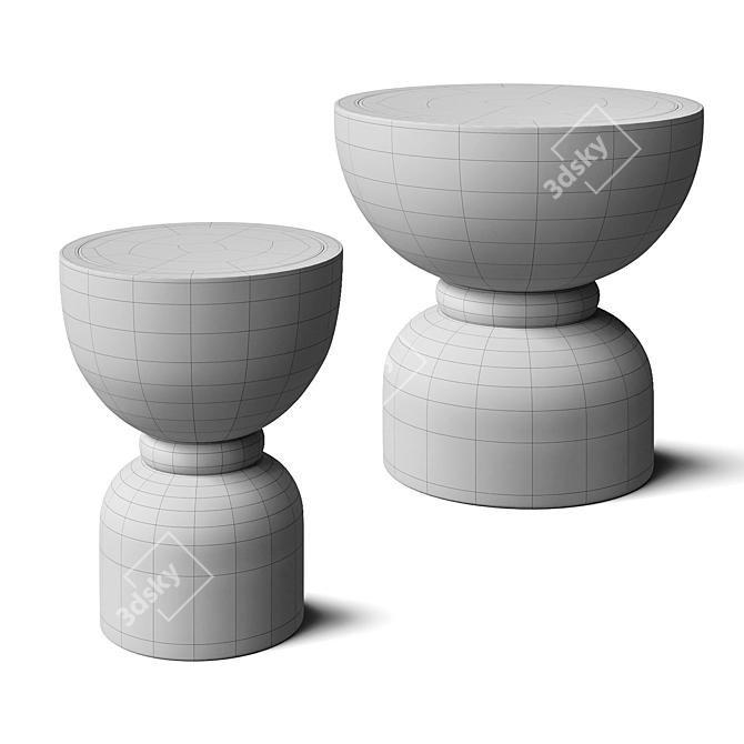 Modern Duo Side Tables Set 3D model image 4