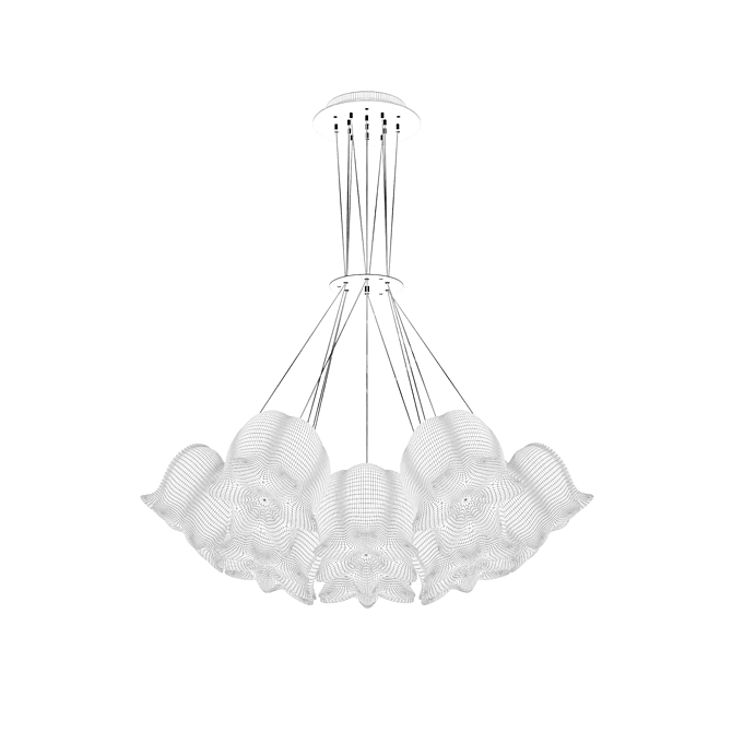 Modern Brass Glass Pendant Chandelier 3D model image 2