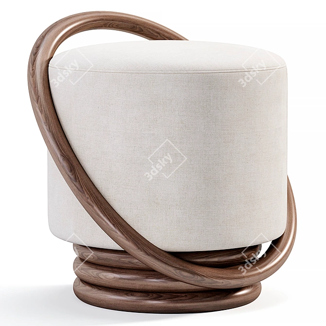 Sleek Walnut Hoop Stool 3D model image 5