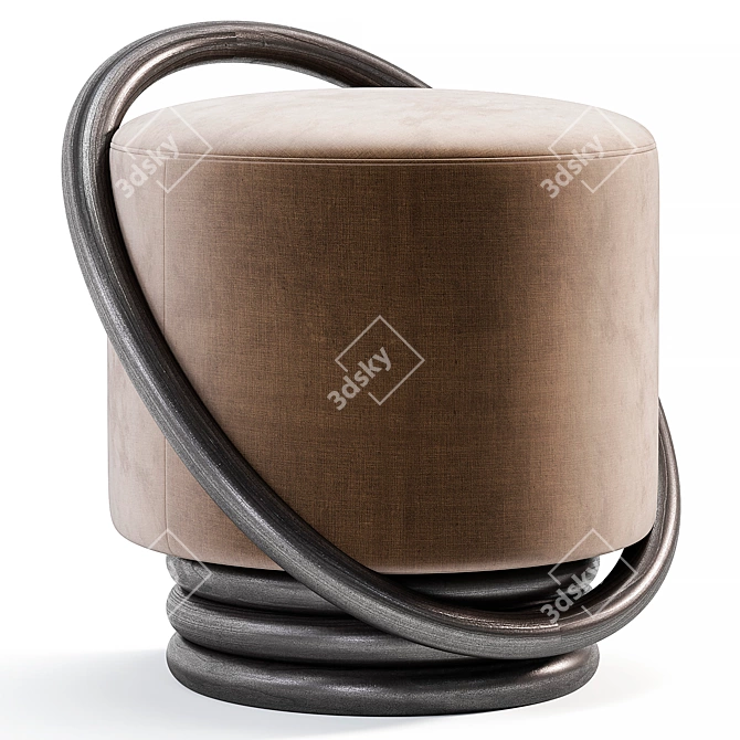 Sleek Walnut Hoop Stool 3D model image 6