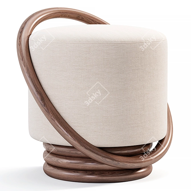 Modern Hoop Walnut Stool 3D model image 3