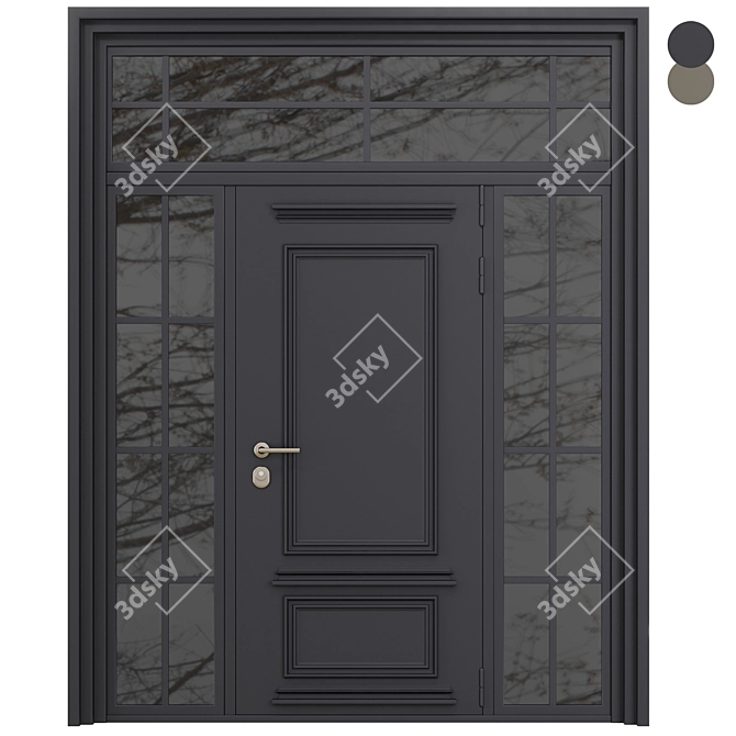 Modern Entry Door Set 90 3D model image 1