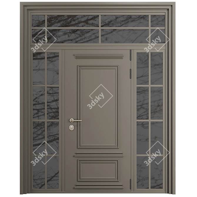 Modern Entry Door Set 90 3D model image 2