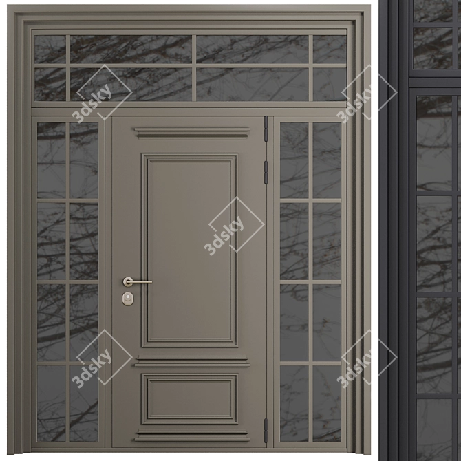 Modern Entry Door Set 90 3D model image 3