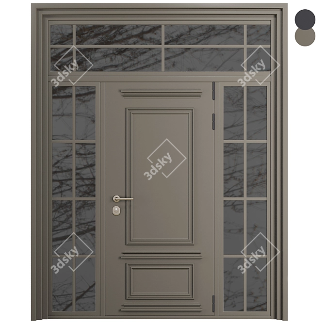 Modern Entry Door Set 90 3D model image 4