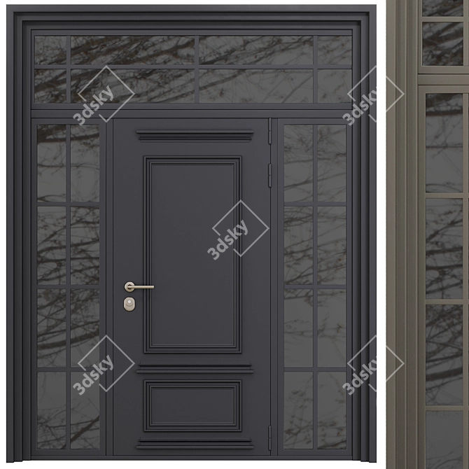 Modern Entry Door Set 90 3D model image 5