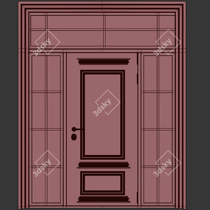 Modern Entry Door Set 90 3D model image 7